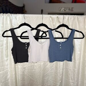 American Eagle Ribbed crop tank tops